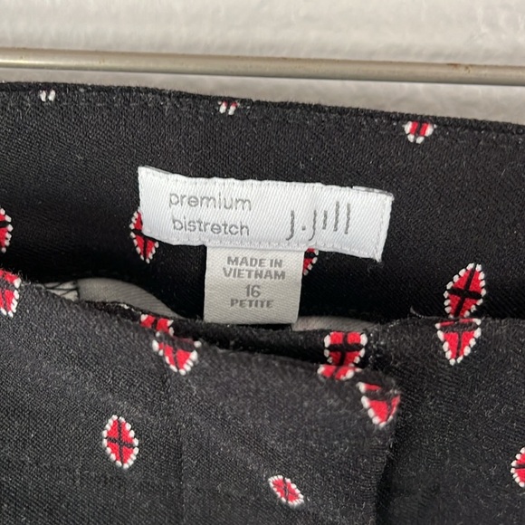 J Jill Premium Bistretch Black Patterned Pants with Red Accents NWOT 16P - Picture 2 of 10